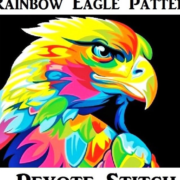 Regenbogen Adler PERLENMUSTER-Perler + Perlenrahmen + Peyote + Ziegelstich-Perlenteppich-Wandbehang-Vogel-Pride-Instant DIGITAL