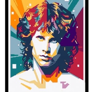 Jim Morrison PATTERN for Cross Stitch-Rug Hooking-Plastic Canvas-Needlepoint Tapestry-Perler-Crochet Graphgan-The Doors-INSTANT Digital Pdf