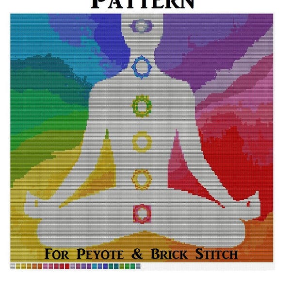 Chakra PERLENMUSTER, Perler + Perlenwebgerät + Peyote + Ziegelstich-Perlentapisserie-Yoga Perlen-Wandbehang-SOFORT