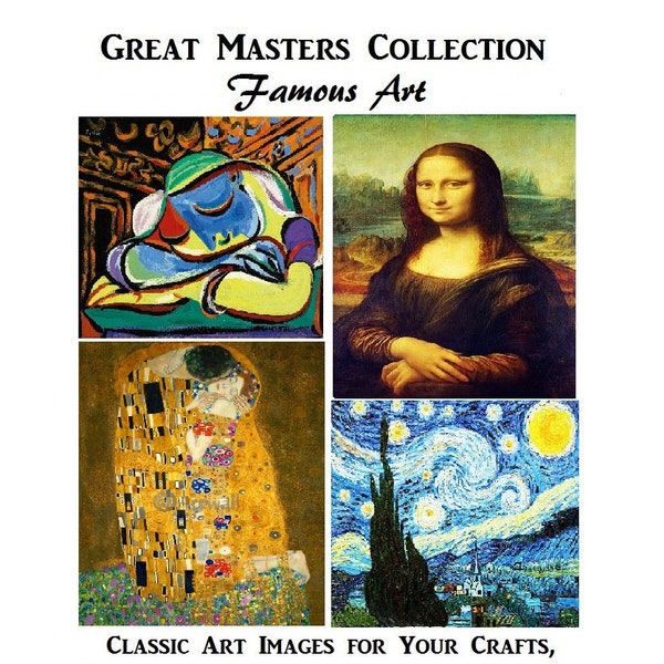 FAMOUS Art COLLAGE Kit Pictures-128pcs-Van Gogh-Picasso-Scrapbook Paper Ephemera Vintage Junk Journal DiGiTAL PRINTABLE Pdf-Fine Art Pics