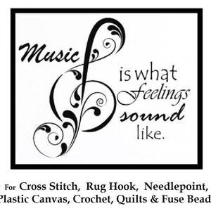 Padrão de ponto cruz de música, tapeçaria de lona de plástico e padrões de gancho de tapete-perler-crochê-nota musical arte-pdf digital