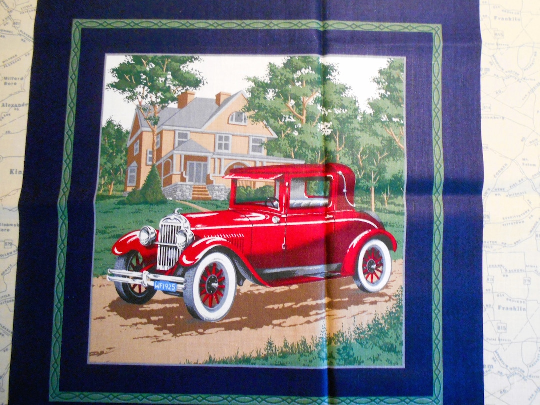 Vintage Car Quilt Panel Fabric100 Cotton 16 Craft Etsy