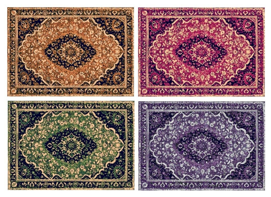 4 Antique Persian Rug PATTERNS for Latch Hook Rugs-cross Stitch-plastic ...