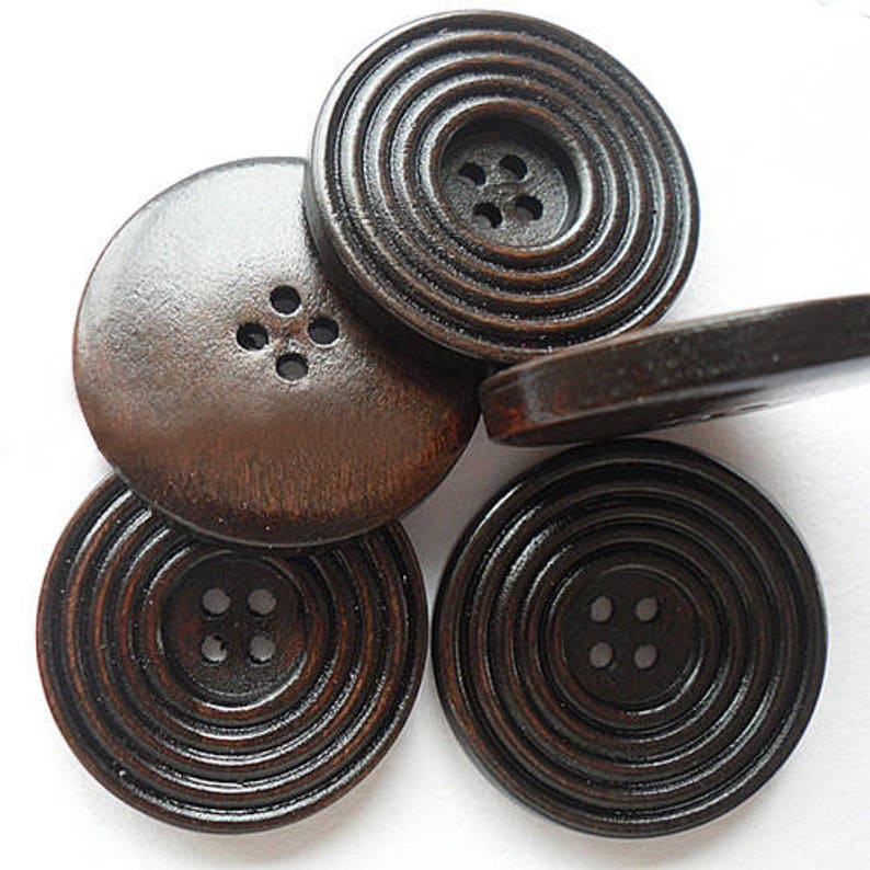 4 Large Wood Buttons 30mm Wooden Buttons Sewing Knitting Etsy