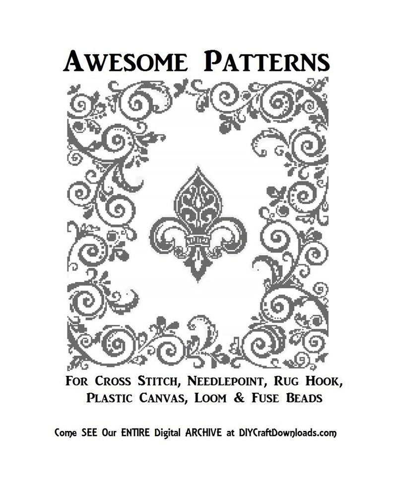 Fleur De Lis PRINTABLE PATTERN Rug Hooking Pattern Cross Etsy Canada Fleur De Lis PRINTABLE PATTERN Rug Hooking Pattern Cross Etsy Canada