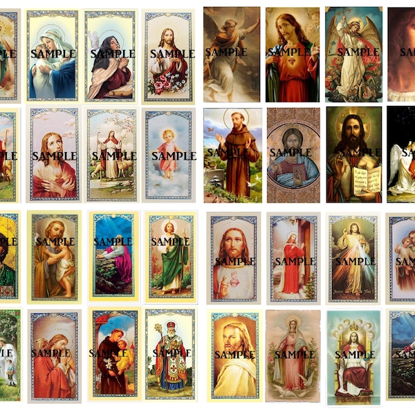 Christian Prayer Card COLLAGE Kit-136pcs-Vintage Journal Scrapbook-Paper Ephemera Pages-Religious Pictures-Jesus Christ-INSTANT DIGITAL Pdf