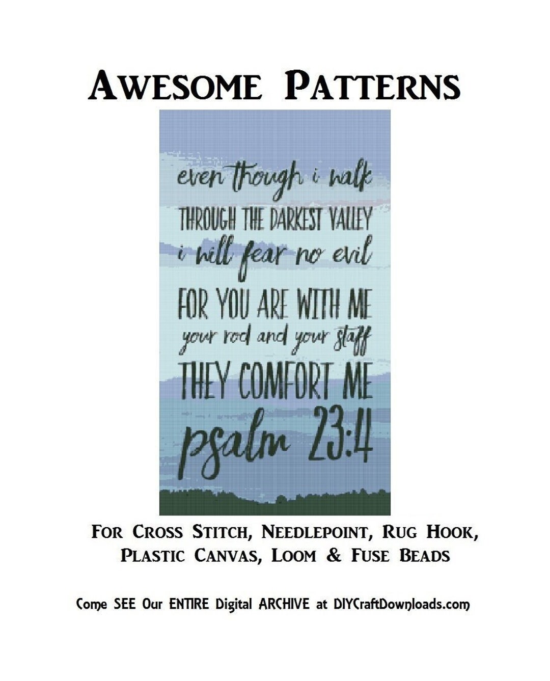 Bible Verse PATTERN for Counted Cross Stitch-rug Hooking-plastic Canvas ...