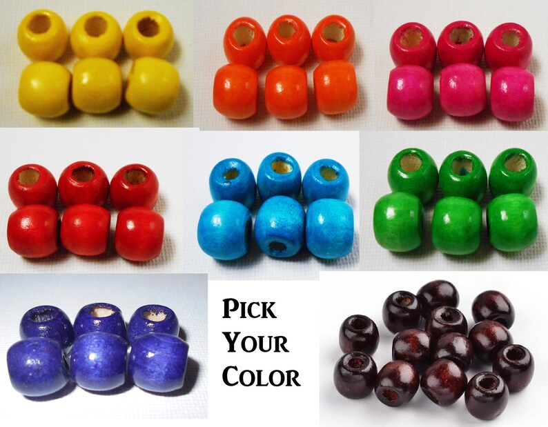 6 Big Wood Dread Beads Large Hole Hair Beads 12mm Wooden Etsy