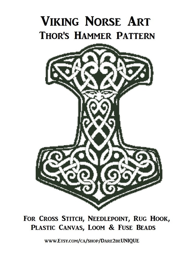 Thor's Hammer Cross Stitch PRINTABLE PATTERN Needlepoint Etsy Ireland