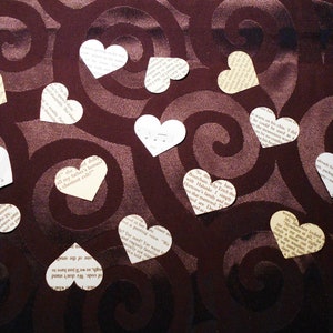 150 Romantic Confetti Hearts, Vintage Book Page, Valentine & Wedding Decor, UNIQUE Party Table Scatter, Journal Scrapbook Cut Outs image 4