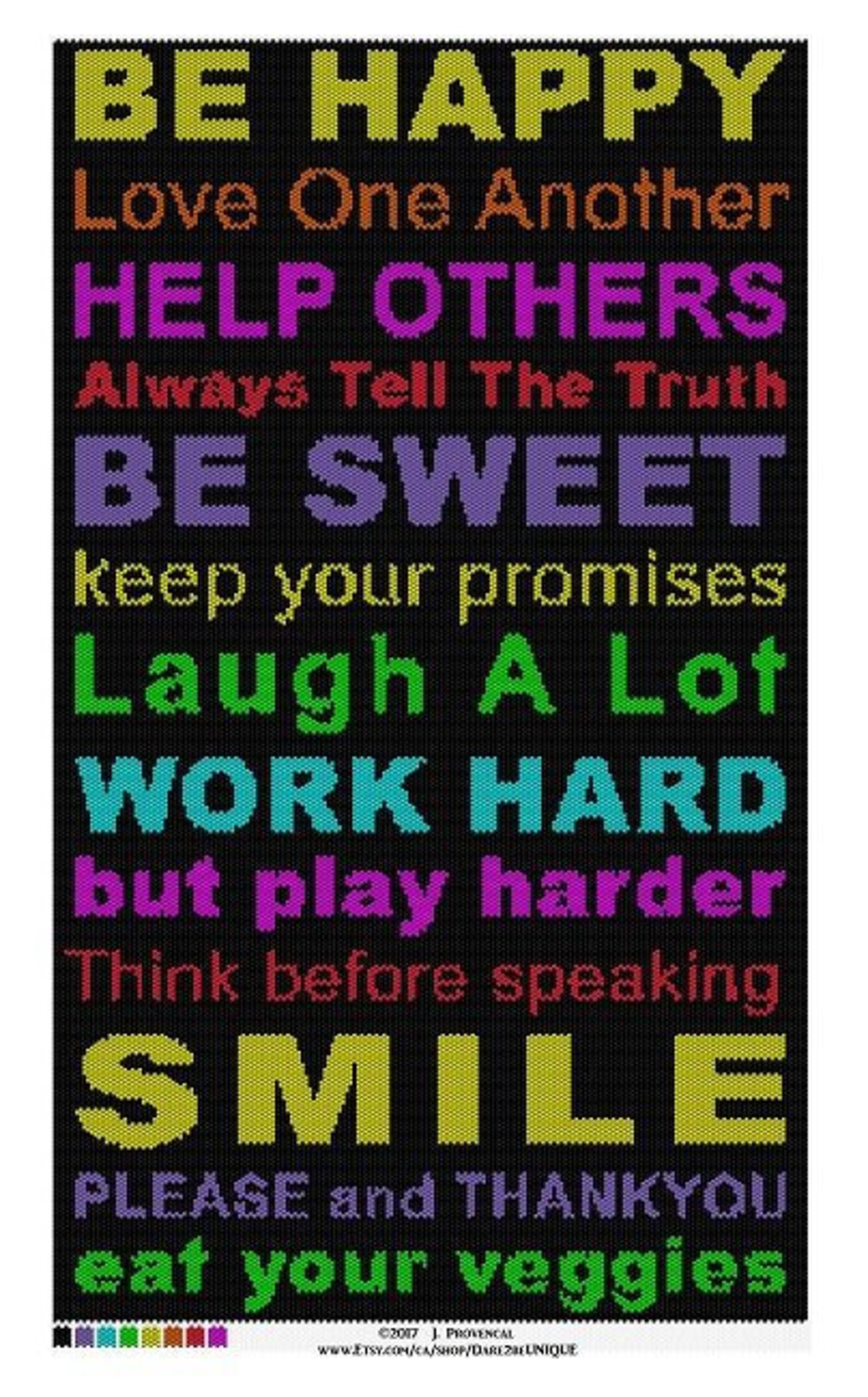 Rules for Life Tapestry BEADWORK PATTERN Peyote Stitch Etsy