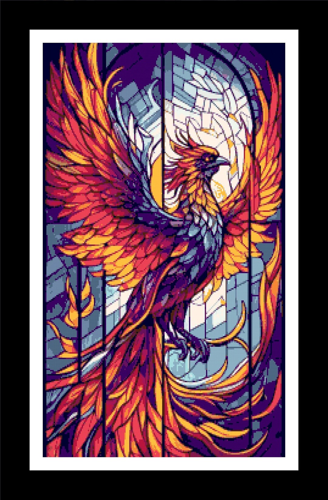 Phoenix Stained Glass Pattern-counted Cross Stitch-rug Hooking-plastic ...