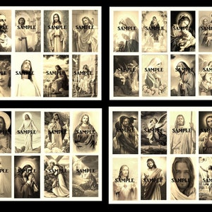 Christian Prayer Card COLLAGE Kit-290pcs-Vintage Sepia Journal Scrapbook Pages-Paper Ephemera Religious Picture Jesus Mary DIGITAL Pdf