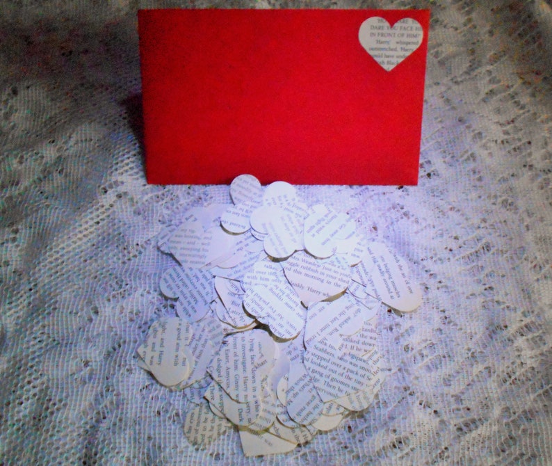 150 TWILIGHT Romantic Confetti Hearts Book Page Heart Etsy