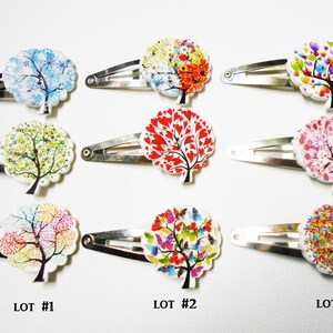 Rainbow Tree Hair Barrettes-3 STURDY Wood Metal Clips for Any Age-Fun Accessories-Salon Styling Jewelry, Trees image 1