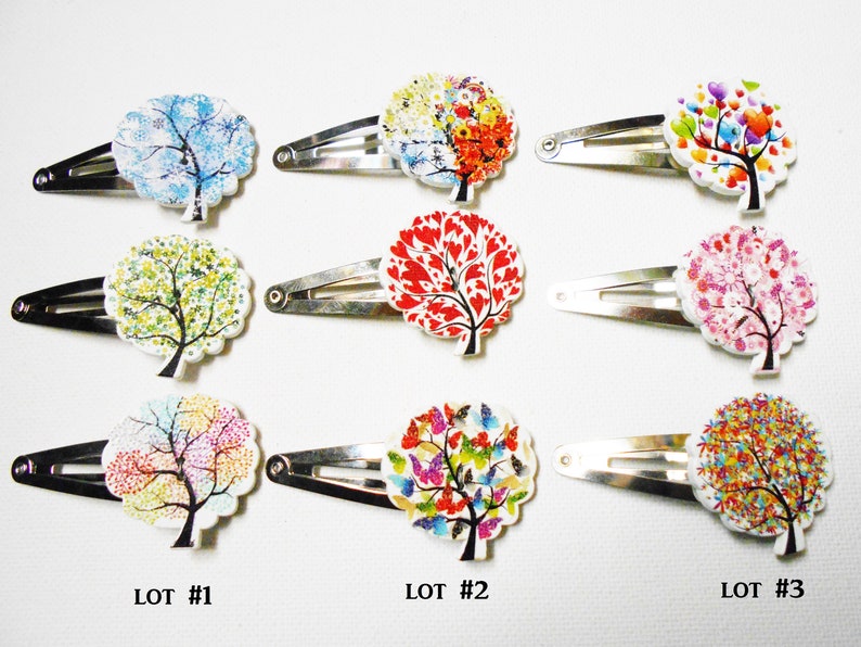 Rainbow Tree Hair Barrettes-3 STURDY Wood Metal Clips for Any Age-Fun Accessories-Salon Styling Jewelry, Trees image 1