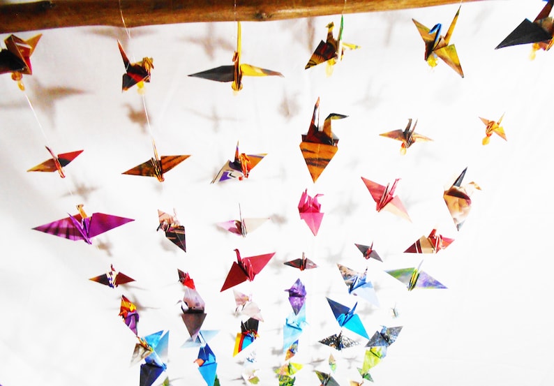 Origami Paper Cranes 40 Strings 10 Peace Cranes Etsy Canada