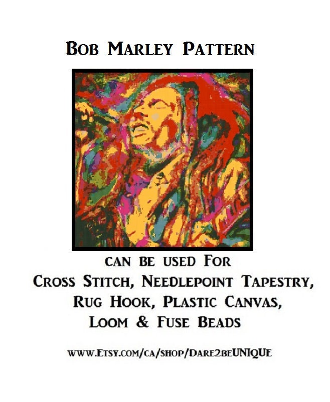 Bob Marley PRINTABLE Cross Stitch PATTERN Rug Hooking | Etsy
