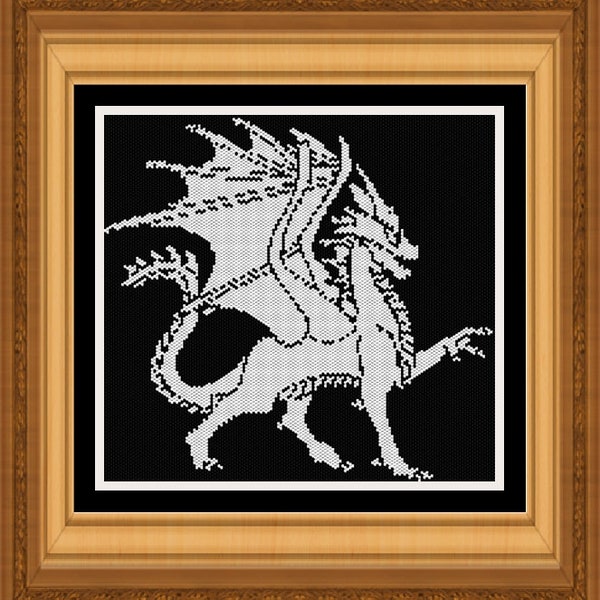 Drachen des Westens PERLENMUSTER-Perler-Perlen-Webstuhl-Peyote-Brick Stitch Perlen Wandbehang-Dragons-Dragons-Digital Download