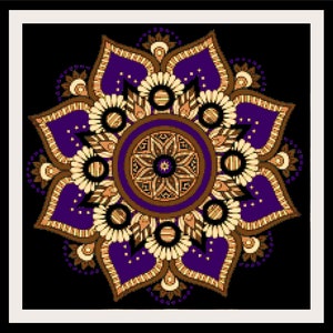 4 Lotus Mandala PATTERNS for Cross Stitch-Rug Hooking-Plastic Canvas-Needlepoint Tapestry-Perler-Crochet Graphgan-INSTANT Digital Pdf image 6