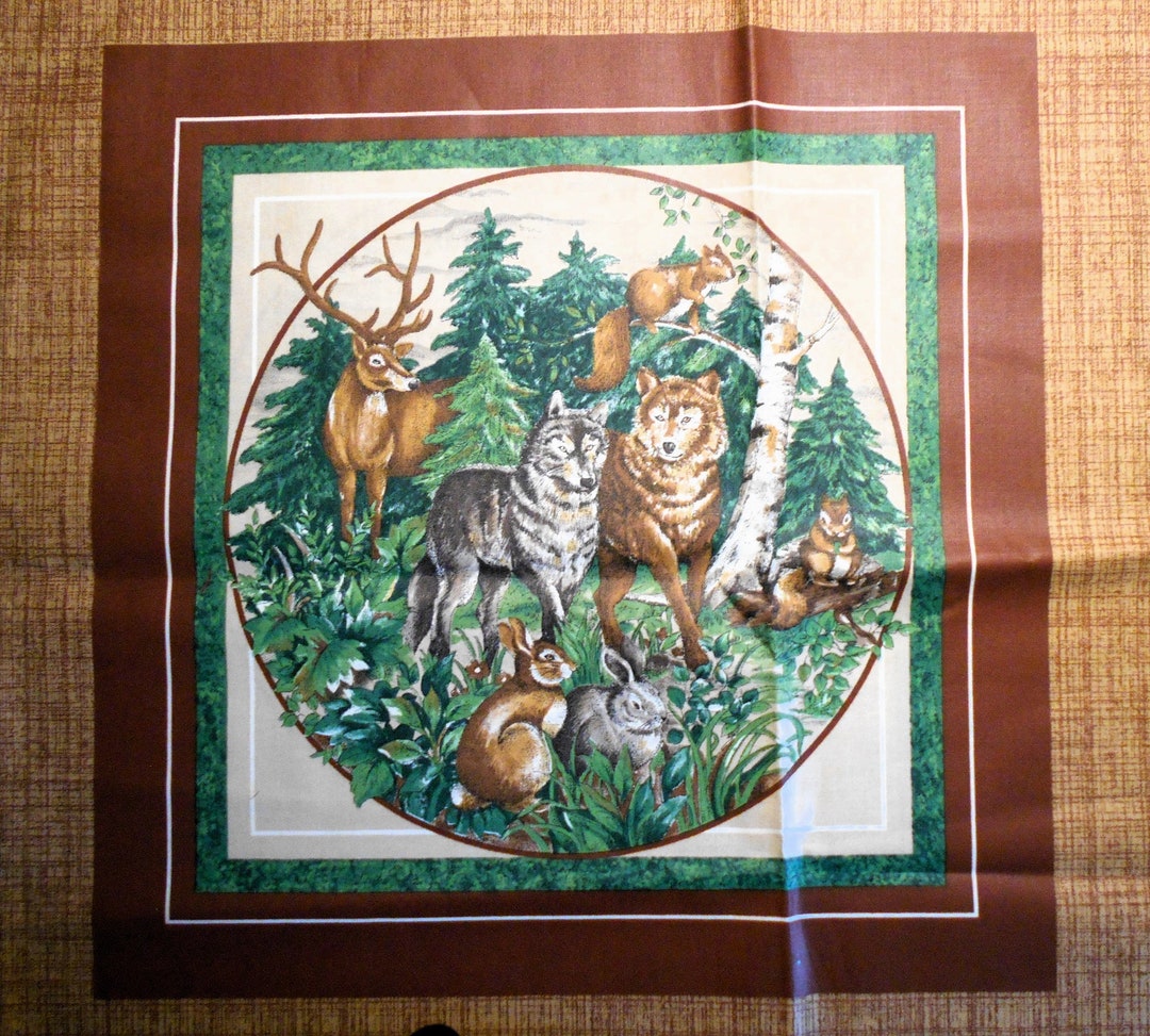 Woodland Animals Quilt Panel Fabric100 Cotton 16 Etsy
