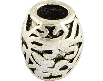 3 Tibetan Silver Large Hole Beads, Dread Beads, Dreadlock Hair Jewelry, 5mm Hole Dreadlocks Hair Charms, Loc Bead, Dread Hair Jewellery