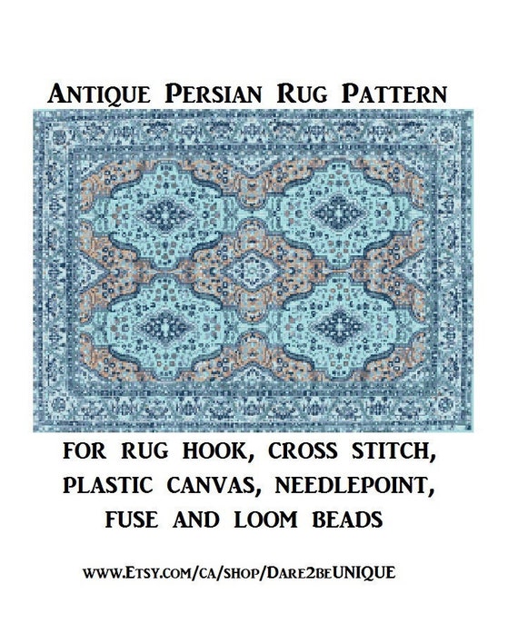Antique Persian Rug PRINTABLE PATTERN Rug Hooking Pattern & - Etsy