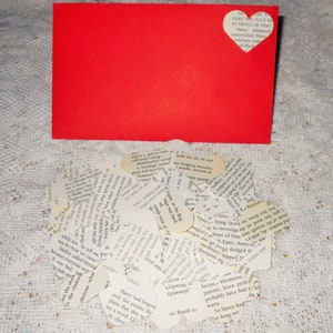 150 Romantic Confetti Hearts, Vintage Book Page, Valentine & Wedding Decor, UNIQUE Party Table Scatter, Journal Scrapbook Cut Outs image 7