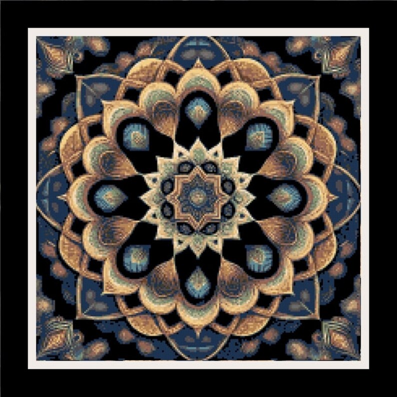 4 Lotus Mandala PATTERNS for Cross Stitch-Rug Hooking-Plastic Canvas-Needlepoint Tapestry-Perler-Crochet Graphgan-INSTANT Digital Pdf image 3