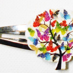 Rainbow Tree Hair Barrettes-3 STURDY Wood Metal Clips for Any Age-Fun Accessories-Salon Styling Jewelry, Trees image 2