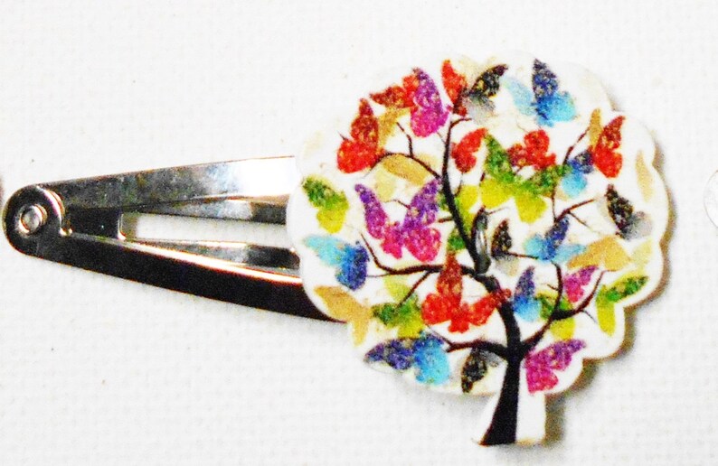 Rainbow Tree Hair Barrettes-3 STURDY Wood Metal Clips for Any Age-Fun Accessories-Salon Styling Jewelry, Trees image 2