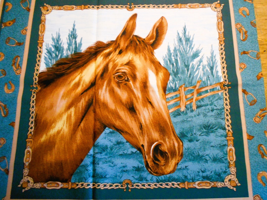 Horse Quilt Panel Fabric100 Cotton 16 Vintage Craft Etsy