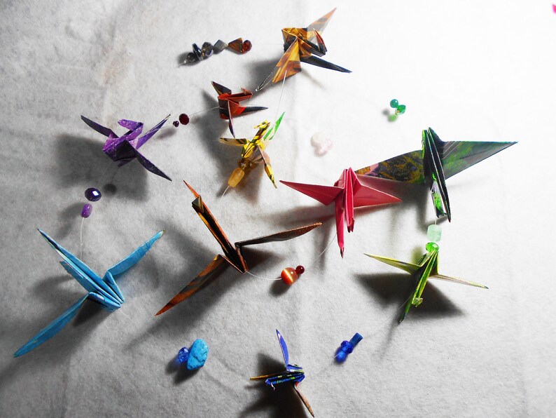 Origami Paper Cranes 40 Strings 10 Peace Cranes Etsy