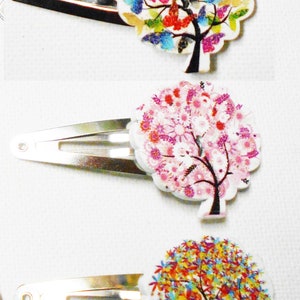 Rainbow Tree Hair Barrettes-3 STURDY Wood Metal Clips for Any Age-Fun Accessories-Salon Styling Jewelry, Trees image 3