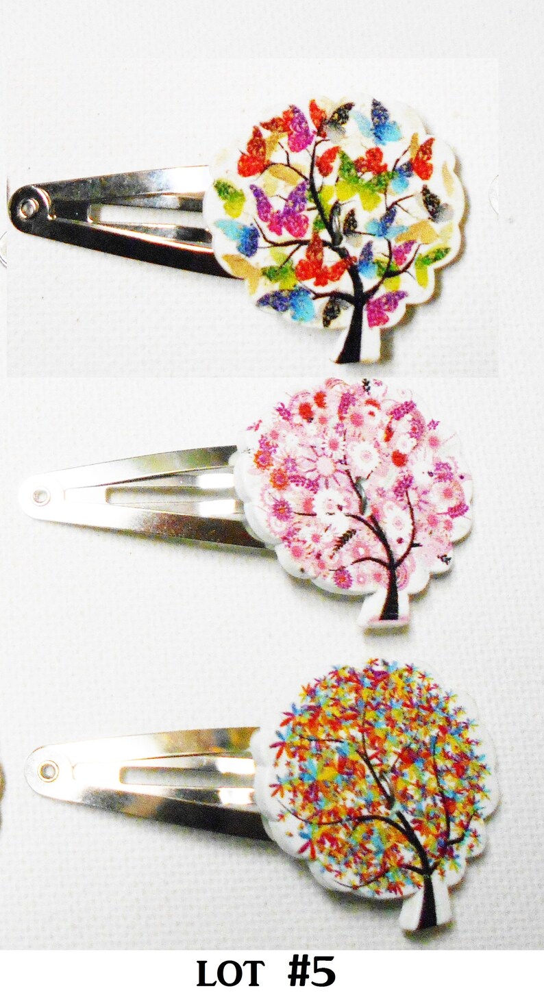 Rainbow Tree Hair Barrettes-3 STURDY Wood Metal Clips for Any Age-Fun Accessories-Salon Styling Jewelry, Trees image 3