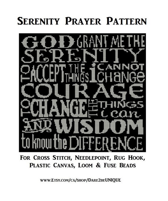 Serenity Prayer Printable Cross Stitch Pattern Plastic Etsy