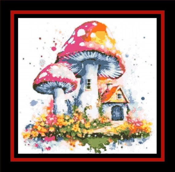 MUSHROOM Village PATTERN for Counted Cross Stitch rug Hook plastic Canvas needlepoint Tapestry perler crochet instant Digital Printable Pdf Etsy UK