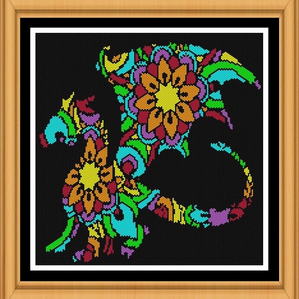 Mandala dragon motif perlage, perler + métier à tisser + peyotl + Brick Stitch perles tapisserie-accrochage mural-fantaisie art-téléchargement numérique