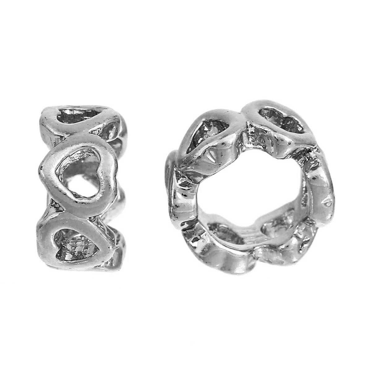 2 Silver Dread Beads Lovers Heart Hair Beads Dreadlock Etsy