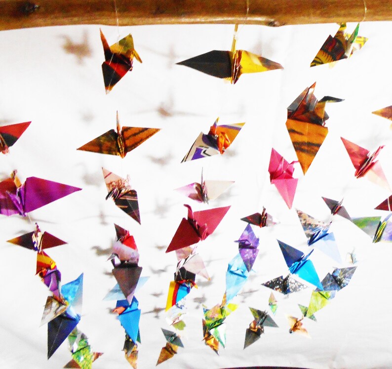 Origami Paper Cranes 40 Strings 10 Peace Cranes Etsy