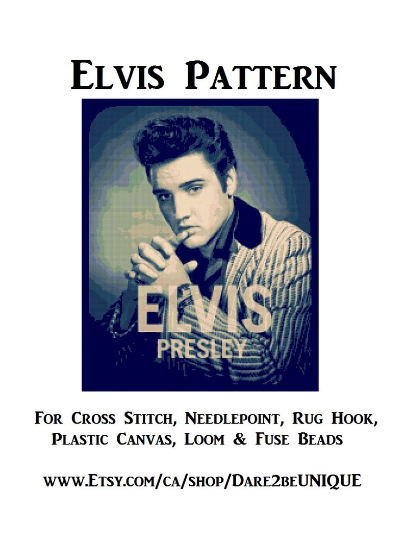 Plastic Canvas Needlepoint Tapestry /& Perler Patterns Digital Pdf Pattern Elvis Presley Cross Stitch PATTERN Elvis Rug Hooking Patterns