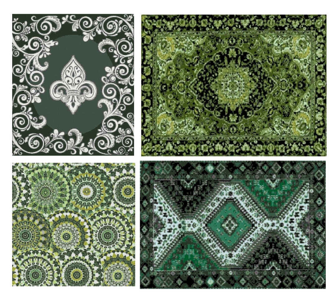 4 Antique Green Persian Rugsprintable PATTERNS for Rug Etsy