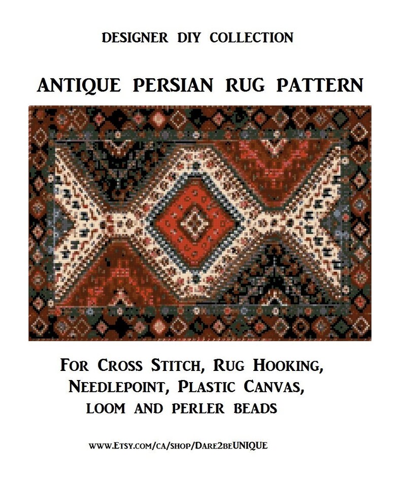 Antique Persian Rug PRINTABLE PATTERN Rug Hooking Patterns Etsy 日本