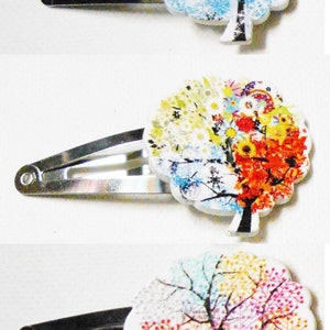 Rainbow Tree Hair Barrettes-3 STURDY Wood Metal Clips for Any Age-Fun Accessories-Salon Styling Jewelry, Trees image 4