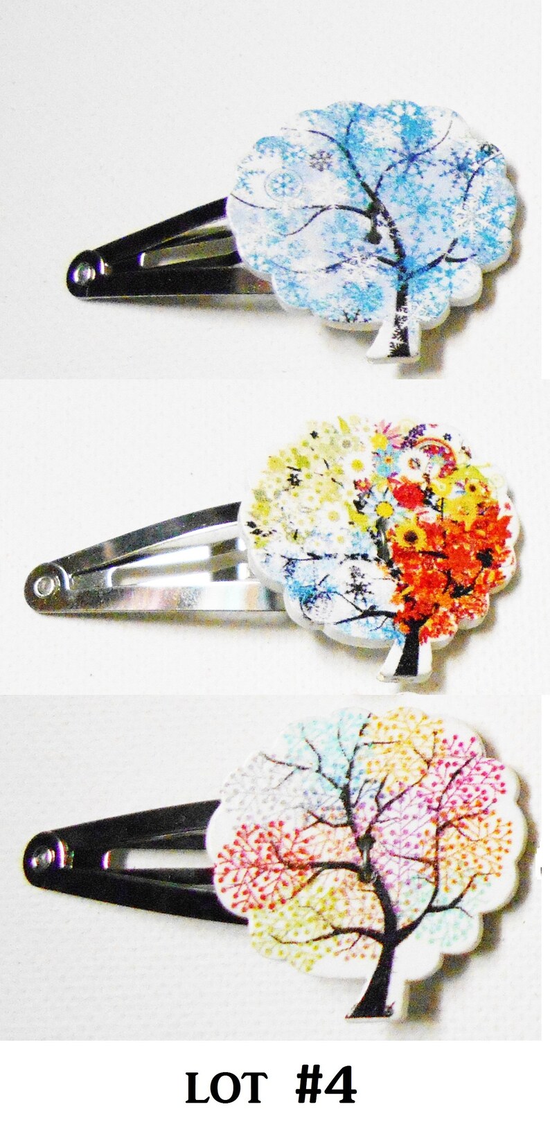 Rainbow Tree Hair Barrettes-3 STURDY Wood Metal Clips for Any Age-Fun Accessories-Salon Styling Jewelry, Trees image 4