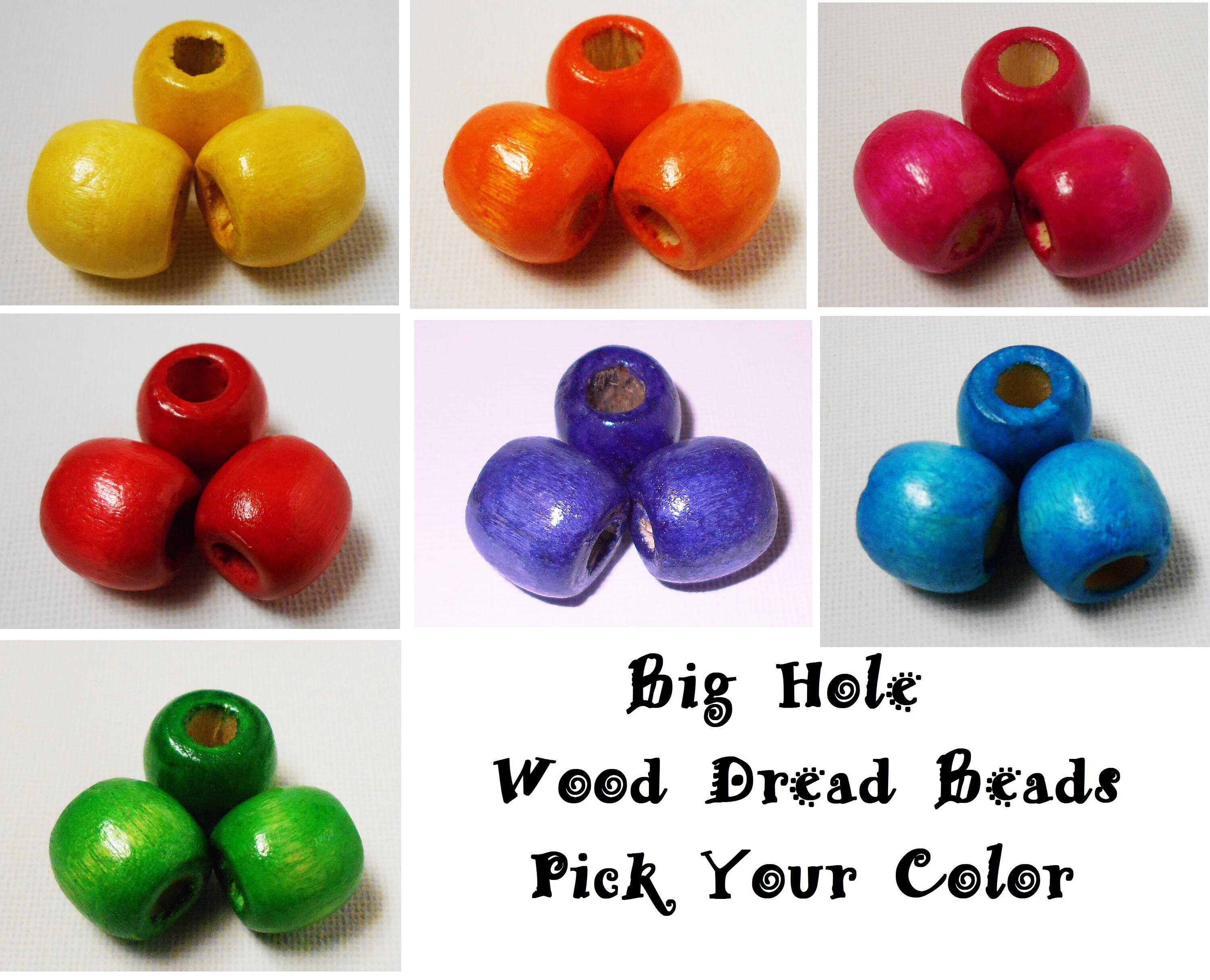 3 Huge Wood Dread Beads Large Hole Hair Beads Wooden Etsy