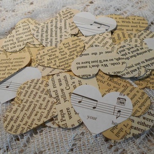 150 Romantic Confetti Hearts, Vintage Book Page, Valentine & Wedding Decor, UNIQUE Party Table Scatter, Journal Scrapbook Cut Outs image 6