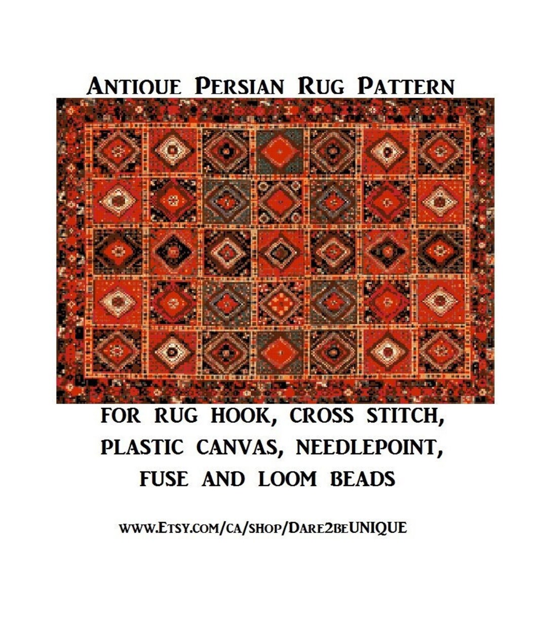 Antique Persian Rug PRINTABLE PATTERN Rug Hooking Pattern & - Etsy.de