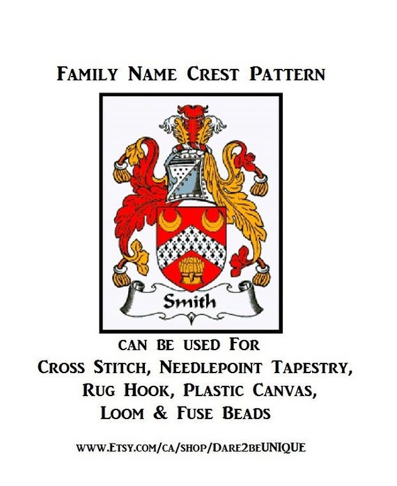 Family Crest Print ALL NAMES Family Crest cross stitch chart