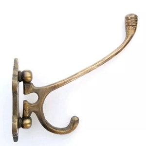 Old Style Solid Brass Double Wall Mount 180 Degree Swivel Coat Hat Towel  Hooks C24 